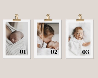 Monthly Photo Banner Template, First Year Photos, 1st Birthday Banner, 12 Month photo Banner, Month By Month, Printable Photo Banner
