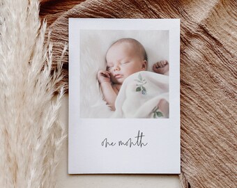 Monthly Photo Banner Template, 1st Year Photos, Handwritten Font, First Birthday Banner, 12 Month photo Banner, Printable Photo Banner