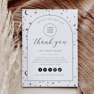 Celestial Thank You Card Template, Small Business Thank You Card, Moon Stars Thank You, Customer Packaging Insert, Printable Business Card