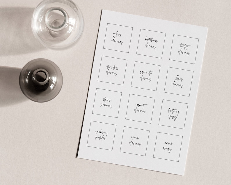 2 Inch | US Letter | Editable Cleaning Labels | Modern Calligraphy ...