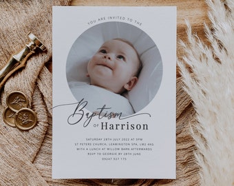 Baptism Invitation Template, Baptism Photo Invite, Naming Day Invitation, Christening Photo Invite, Printable Baptism invite