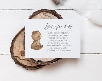 Bücher für Baby Vorlage, Bär Baby-Dusche einfügen, Bücher für Baby, Buch Anfrage, Bringen Sie eine Buch-Karte, Druckbare Karte