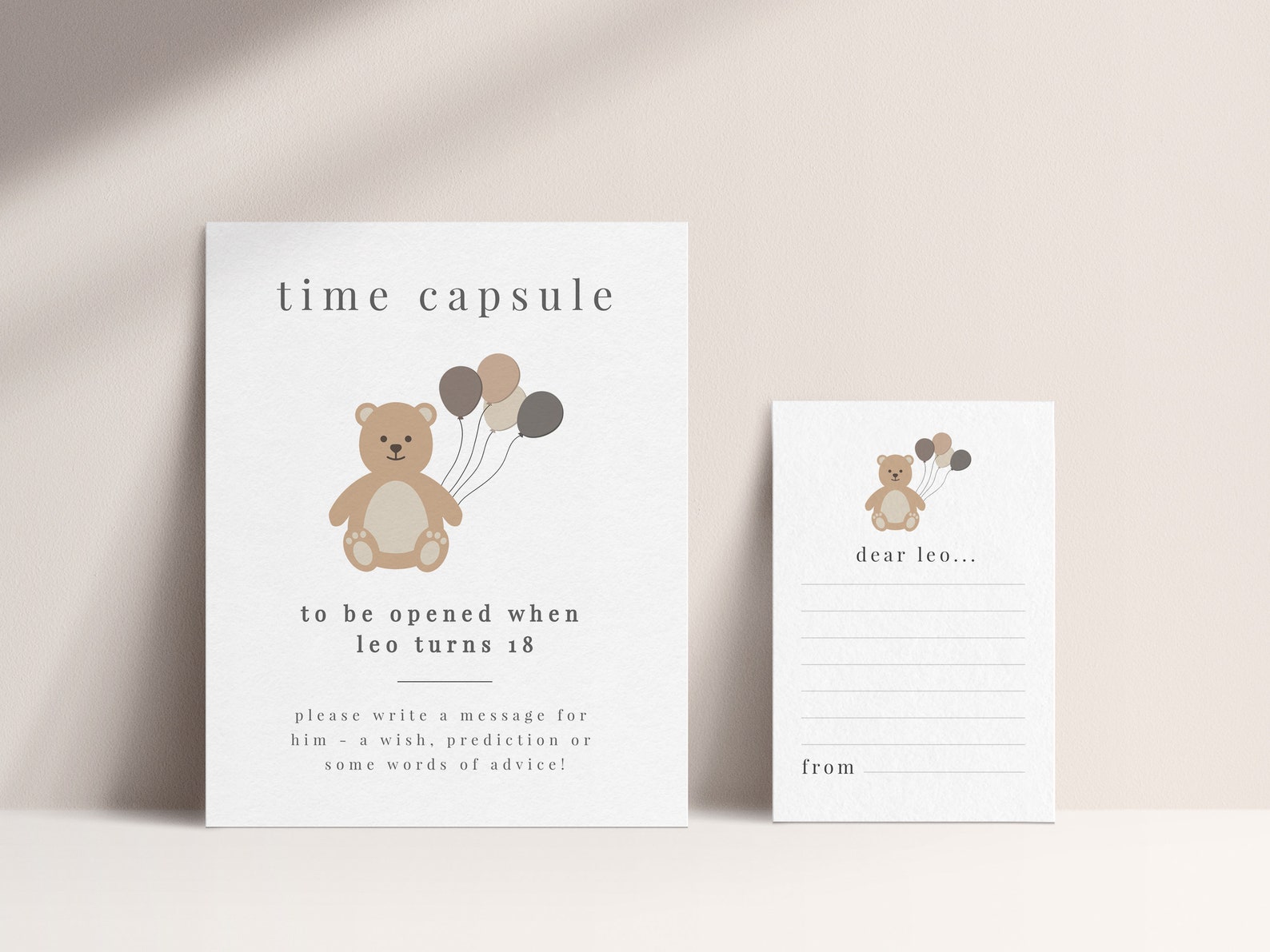Time Capsule Template Teddy Bear Balloons First Birthday | Etsy