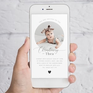Christening Invite Picture, Baptism Evite, Girl Baptism Invitation, Boho Christening, Christening Photo Invitation, Baptism Invite Girl