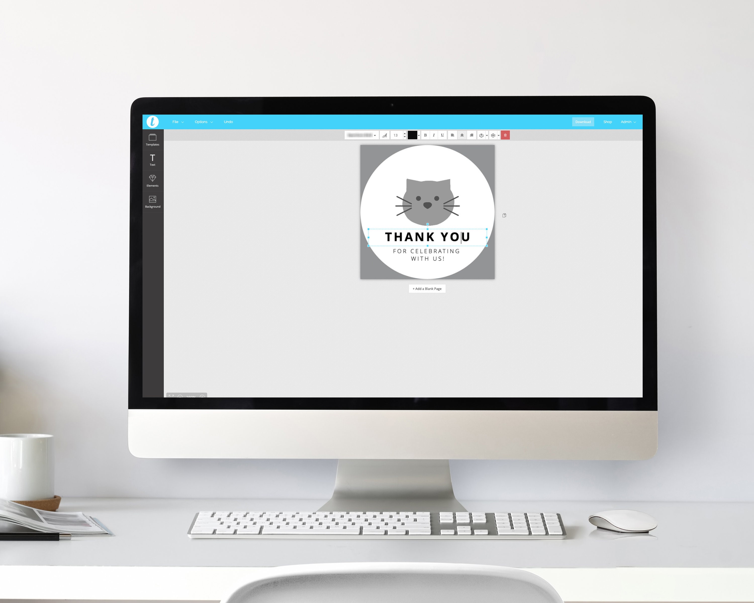 Editable Thank You Sticker | Bunny Rabbit | Templett Sticker | Modern ...