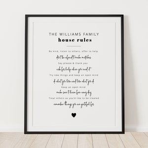 House Rules Print Template, Editable House Rules, Modern Printable House Rules Poster