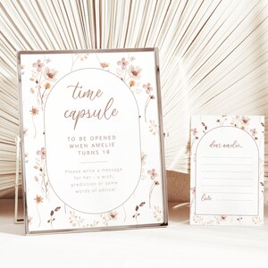 Time Capsule Template, Wildflower Birthday, First Birthday Time Capsule, Floral First Birthday, Arched Time Capsule, Printable Time Capsule