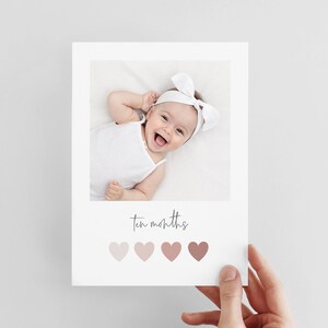Monthly Photo Banner Template, First Year Photos, 1st Birthday Photos, First Birthday Girl, Blush Heart Photo Banner, Printable Photo Banner