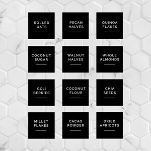 2 inch | US Letter + A4 | Editable Black Pantry Labels | Black Pantry Label | Edit Pantry Label | Minimal Pantry Labels Printable
