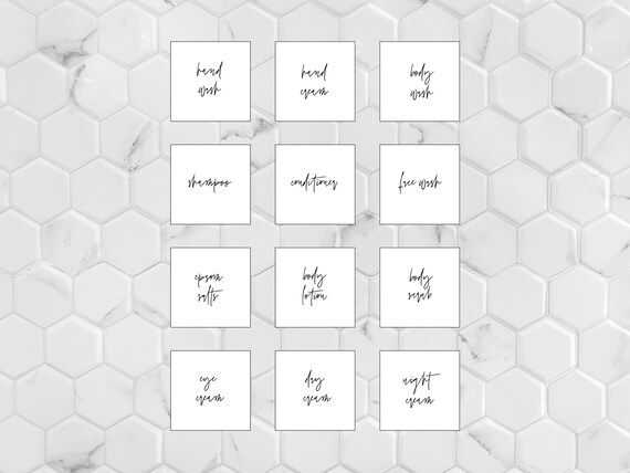 2 Inch US Letter Editable Bathroom Labels Handwritten - Etsy
