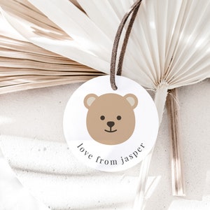 Modèle d'autocollant de remerciement de visage d'ours, pique-nique d'ours de nounours, 1er garçon d'anniversaire, étiquette d'ours brun, autocollant rond d'ours, autocollant imprimable de remerciement