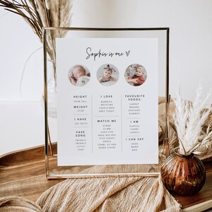 Editable Milestone Poster | 1st Birthday Milestone Print | Photo Milestone Poster | Heart Outline | Printable 1st Birthday Milestone