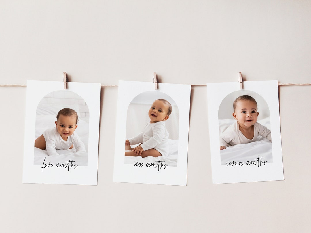 monthly-photo-banner-template-1st-birthday-girl-12-month-photo-banner-month-by-month-calligraphy-first-birthday-printable-photo-banner-etsy