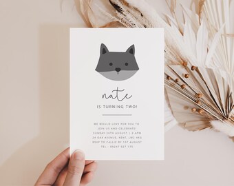 Fox Birthday Invite Template, Woodland Animal Party, 2nd Birthday Forest, Editable Birthday Invite, Printable Childrens Birthday Invitation