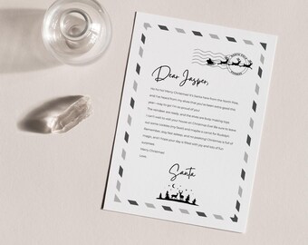 Canva Template, Letter To Santa Editable Template, North Pole Letter, Father Christmas Letter, Modern Christmas Letter, Printable Letter