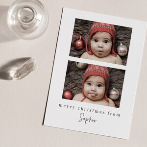 Carte de mini jalon modifiable, carte de jalon de Noël de bébé, impression de jalon minimal, carte de Noël imprimable