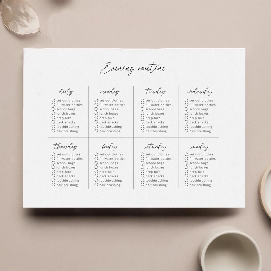 Canva Template, Evening Routine Habit Tracker Template, Editable Daily ...