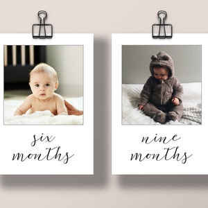 Editable Monthly Photos, 1st Birthday Banner, 12 Month Photo Banner,  First Birthday, Calligraphy Photo Banner, Printable Photo Banner