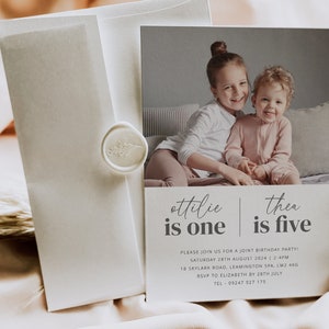 Joint Birthday Party Invitation, Sisters Birthday Invitation, Joint Birthday Invitation, Joint Invitation Girls, Birthday Invite Template