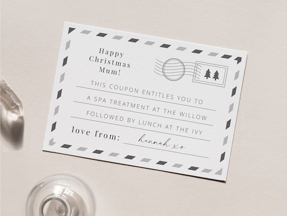 Christmas Coupon Template, Editable Christmas Voucher, Printable Christmas Gift, Christmas Token, Printable Christmas Gift Coupon