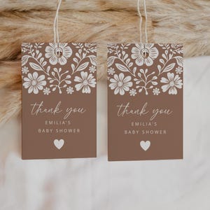 Cielito Lindo Favor Tag Template, Neutral Baby Shower, Mexican Baby Shower Girl,  Thank You Tag Floral, Printable Favor Tag