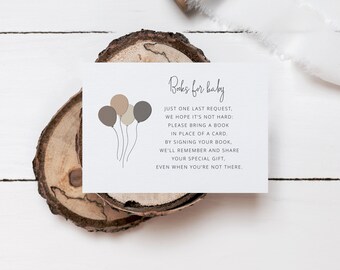 Bücher für Baby-Vorlage, Bär-Baby-Dusche-Einsatz, Bücher für Baby, Buchwunsch, Teddy-Babyparty, Bring eine Buchkarte, druckbare Karte