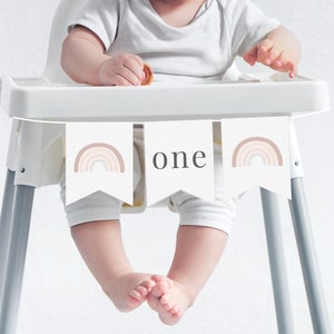 Rainbow Highchair Banner Template | Rainbow 1st Birthday | First Birthday | Highchair Garland | Printable Highchair Banner