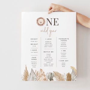Wild One Milestone Poster, Premier anniversaire Milestone Template, Lion Birthday Milestone, 1st Birthday, Birthday Sign, Printable Milestone Sign