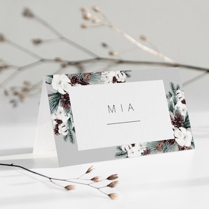 Cartes de lieu modifiables, noms de lieux de vacances, cartes de nom de table, paramètres de lieu de Noël, cartes de lieu de fête, cartes de lieu imprimables