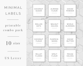 Editable Label Bundle | 10 Label Sizes | US Letter | Minimal Labels | Editable Labels | Printable Label Set | Label Template Bundle