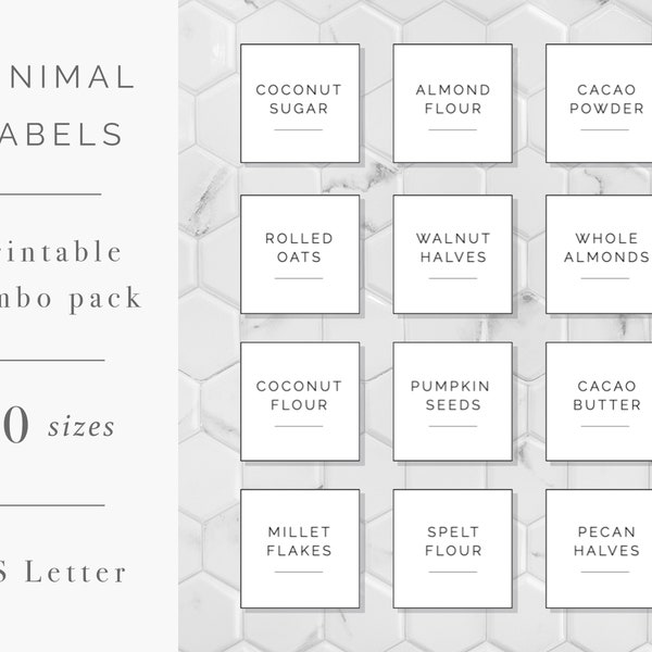 Editable Label Bundle | 10 Label Sizes | US Letter | Minimal Labels | Editable Labels | Printable Label Set | Label Template Bundle