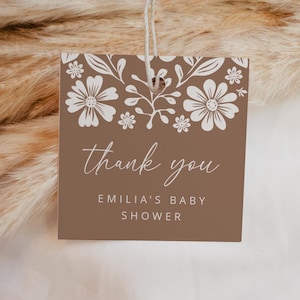 Cielito Lindo Favor Tag Template, Mexican Baby Shower Girl, Terracotta Baby Shower, Thank You Tag Floral, Printable Favor Tag