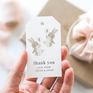 Kaninchen Geburtstag Favor Tag, Geschenkanhänger Vorlage, Kaninchen-Geburtstagsfeier, Somebunny ist eins, 1