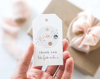 Thank You Tag Template, Earth Toned Sun, First Trip Around the Sun, Space Favor Tag, 1st Birthday Sun, Printable Thank You Tag