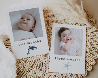 Monthly Photo Banner Template, Ocean 1st Birthday, Nautical Photo Banner, First Birthday Photo Banner, 1st Birthday, Printable Photo Banner