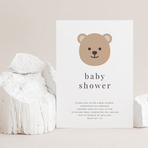 Bear Baby Shower Invitation Template, Gender Neutral Baby Shower, Bear Invitation, Teddy Bear Invite, Printable Baby Shower Invite