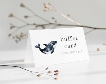 Whale Food Labels, Buffet Label Template, Ocean Birthday, Sea Life Birthday, Nautical Party, Whale Themed Birthday, Printable Food Tags