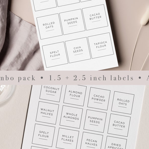 1.5 + 2.5 Inch | A4 | Editable Pantry Label | Label Combo Pack | Modern Pantry Label | Pantry Label Set | Pantry Label Printable