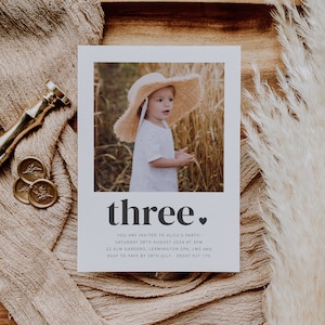 Third Birthday Girl, Invitation Template, Three Invitation, Third Birthday Invitation, 3rd Birthday Girl, Printable Birthday Invite