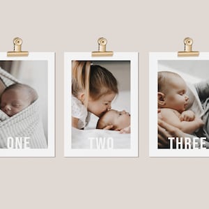 Monthly Photo Banner Template, First Year Photos, 1st Birthday Photo Banner, Month By Month, Minimal Photo Banner, Printable Photo Banner