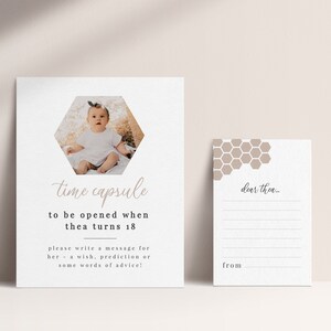 Honeycomb Time Capsule Template, 1st Birthday Girl, First Bee-day, Bee Birthday Party, 1st Bee Day, Printable Time Capsule