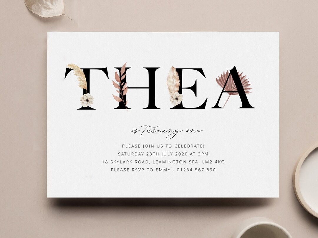 Editable Birthday Invite, Boho Birthday, Custom Name Birthday Invite ...