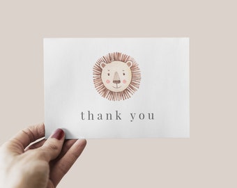 Editable thank you card | Watercolour Lion | Lion Thank You Card | Lion Party | Thank You Note | Printable thank you card