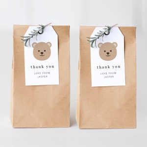 Etiqueta de agradecimiento editable / Picnic de osos de peluche / Etiqueta de agradecimiento de oso / Fiesta de cumpleaños del oso / Etiqueta de favor de oso de peluche / Etiqueta de agradecimiento imprimible