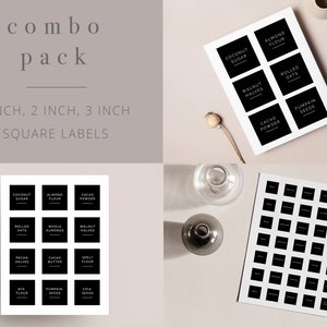 1, 2, 3 inch | US Letter | Label Combo Pack | Editable Pantry Label | Black Pantry Labels | Pantry Label Printable Template