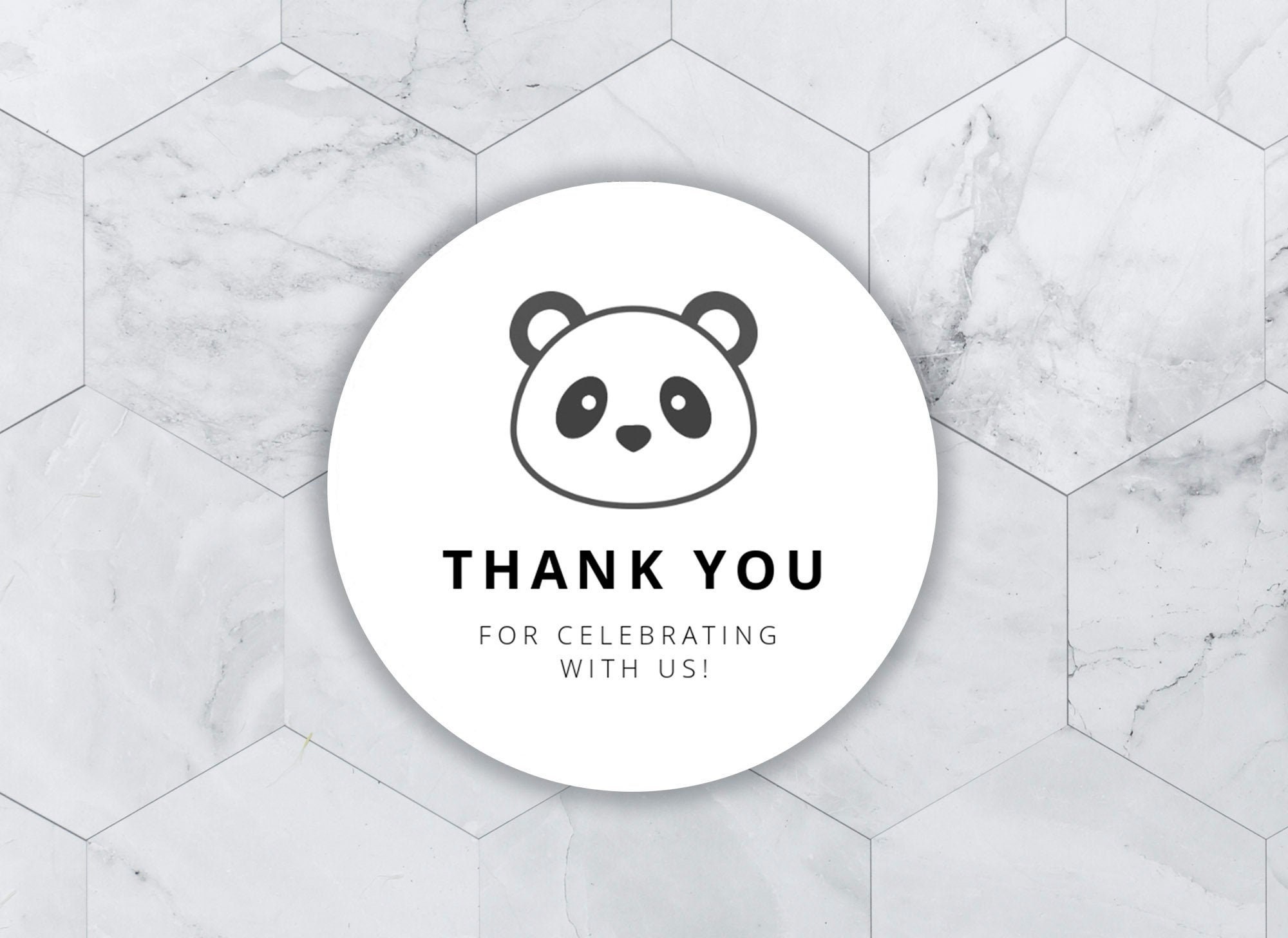 Panda Face Thank You Sticker Editable Thank You Sticker Cute - Etsy