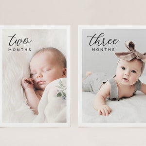 Babys First Year Photo Template, First Birthday, Calligraphy Photo Banner, 12 Month Photo Banner, Month By Month, Printable Photo Banner