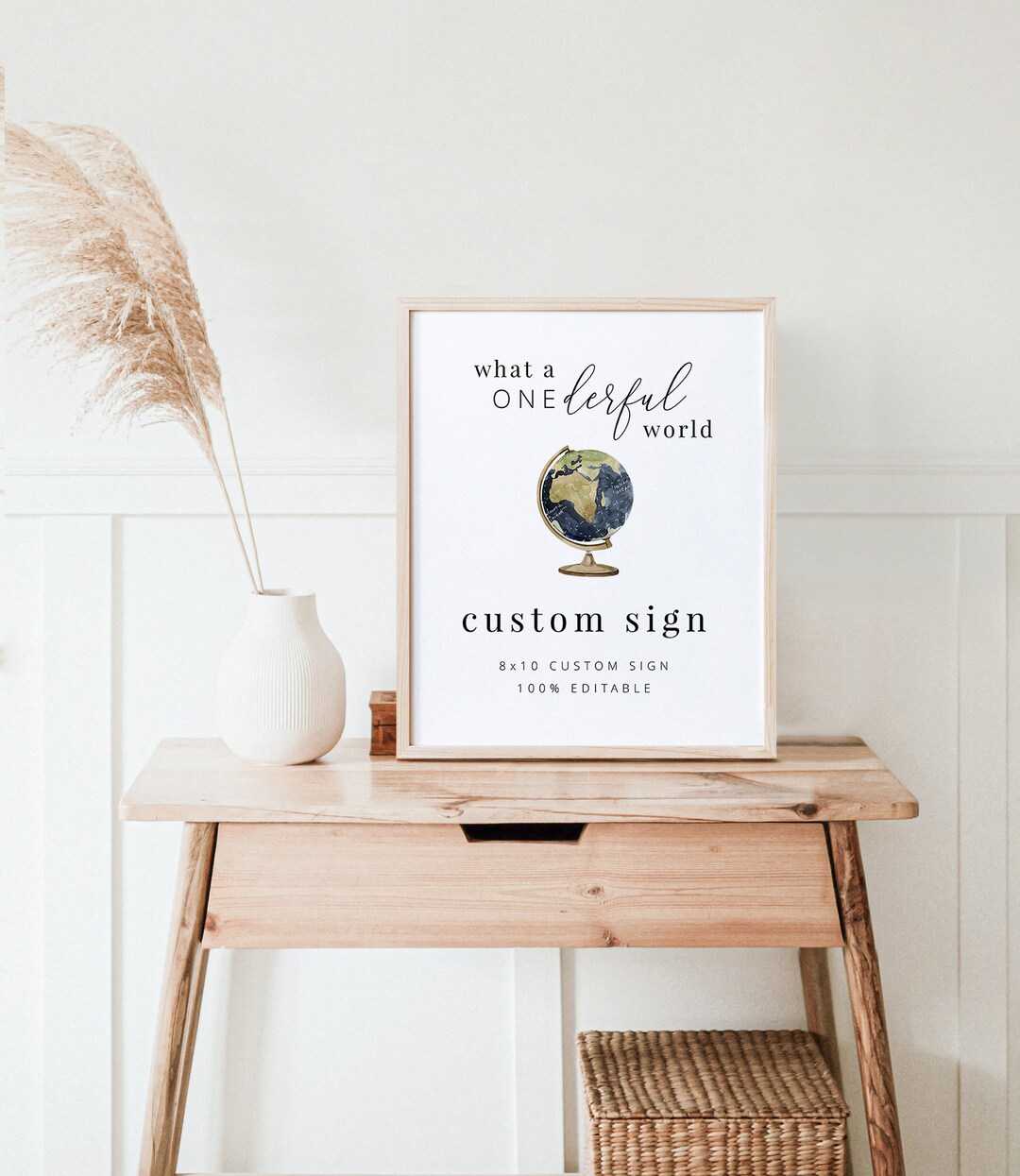 World. Sign Posts. Printable Custom Sign Template, Editable 8x10 Sign, Onederful World Sign, Globe ...