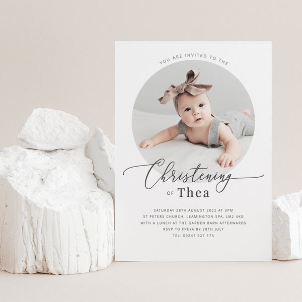 Christening Invitation Template, Christening Photo Invite, Naming Day Invitation, Christening Photo Invite, Printable Christening invite