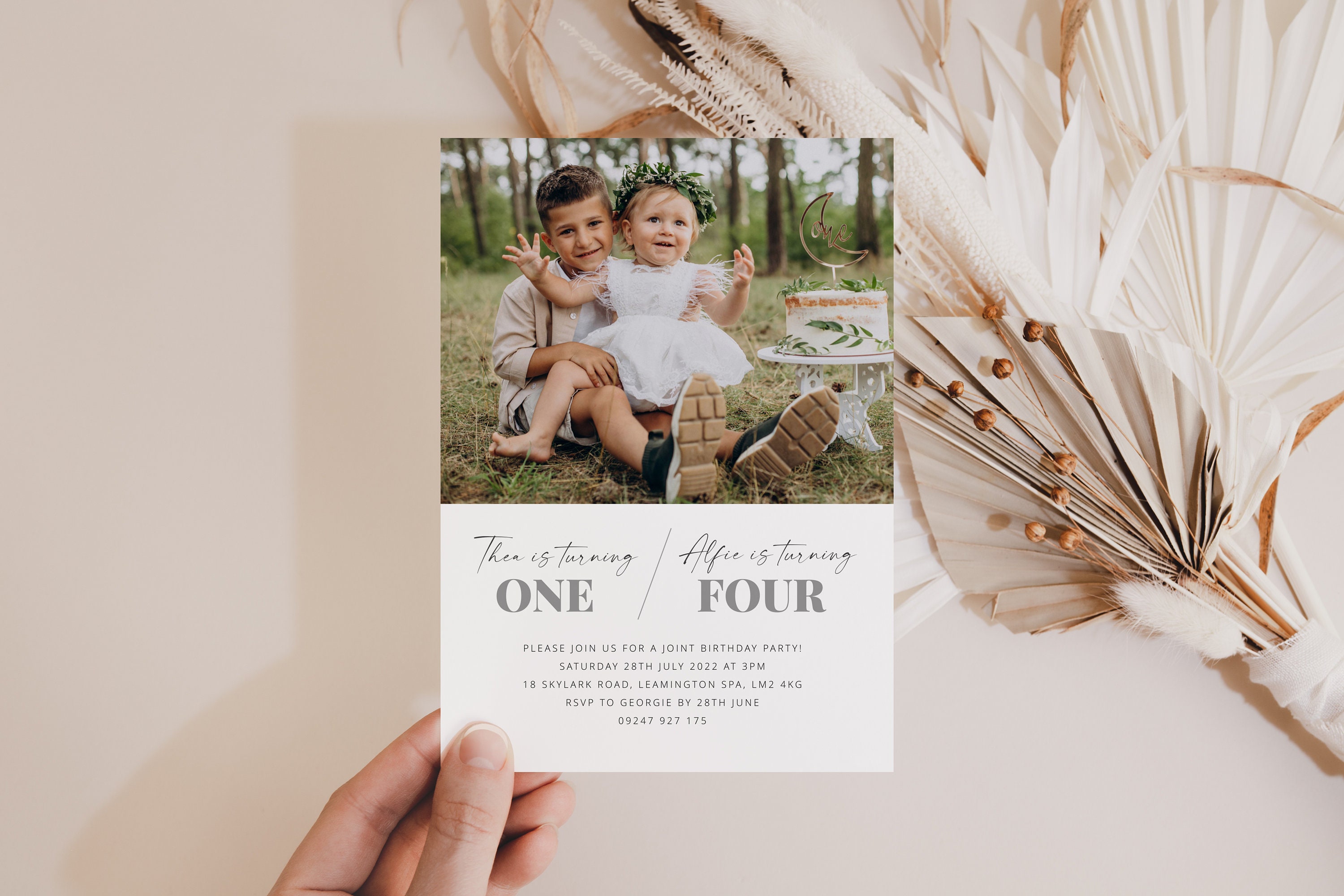 Joint Birthday Invitation Template Joint Party Invite Photo | Etsy